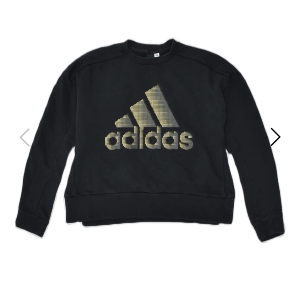 adidas Sweater Glam Logo Crew Over size sweatshirts Gold Black Sz M